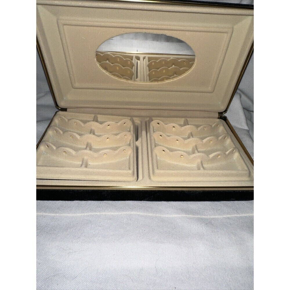 Black Velvet Portable Travel 2 Tier Jewelry Organizer  With  Mirror
